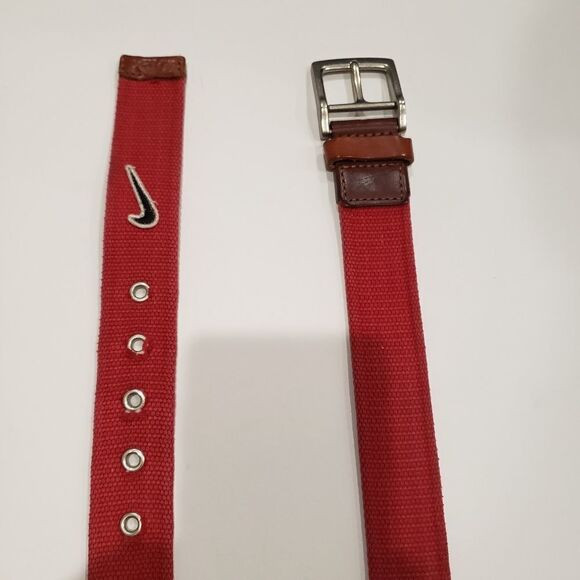 Nike Golf Red Cotton Belt With Leather - Picture 3 of 11